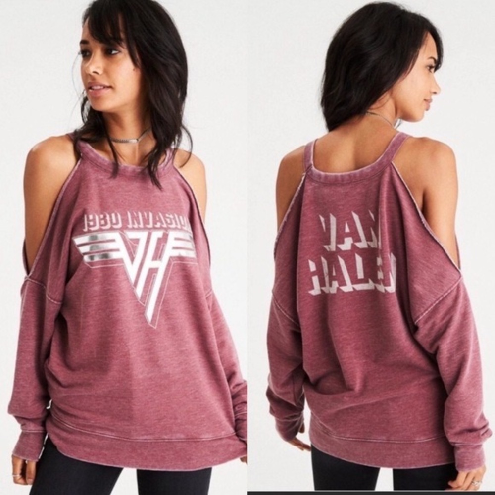 AMERICAN EAGLE | Van Halen cold shoulder sweatshirt